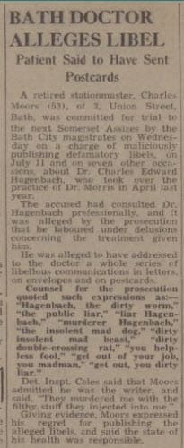 Libels on Dr Hagenbach - Bath Chronicle and Weekly Gazette - Saturday 13 December 1941