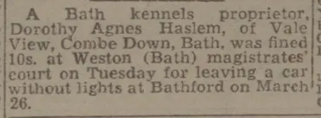 Mrs Haslem kennels proprietor - Bath Chronicle and Weekly Gazette - Saturday 14 May 1949