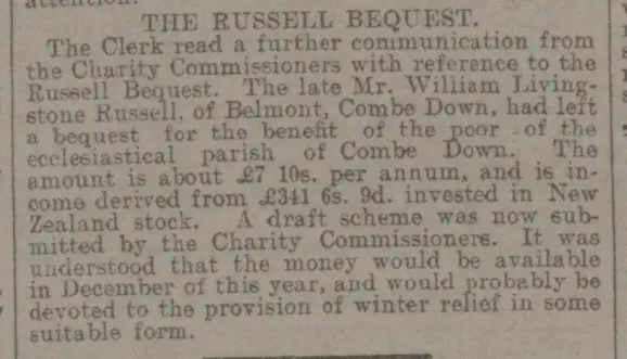 Russell bequest - Bath Chronicle and Weekly Gazette - Saturday 30 March 1912