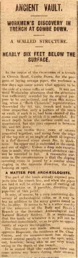 Ancient vault - Bath Chronicle and Weekly Gazette - Saturday 11 April 1925