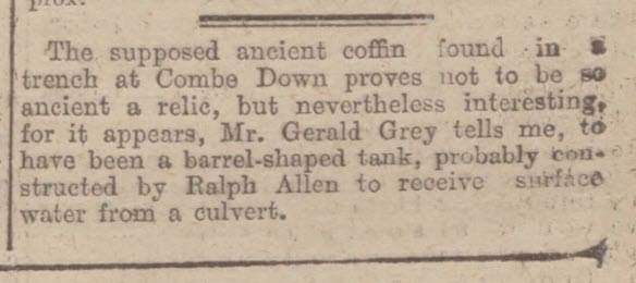 Coffin or culvert? - Bath Chronicle and Weekly Gazette - Saturday 18 April 1925