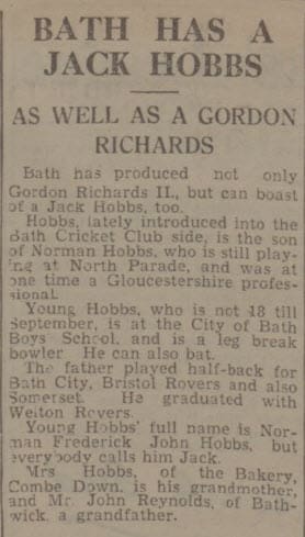Bath has a Jack Hobbs - Bath Chronicle and Weekly Gazette - Saturday 20 May 1944