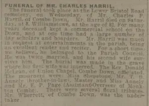 Funeral of Charles Harril - Bath Chronicle and Weekly Gazette - Saturday 11 December 1915