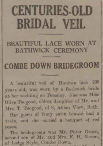 Centuries old veil - Bath Chronicle and Weekly Gazette - Saturday 18 August 1934