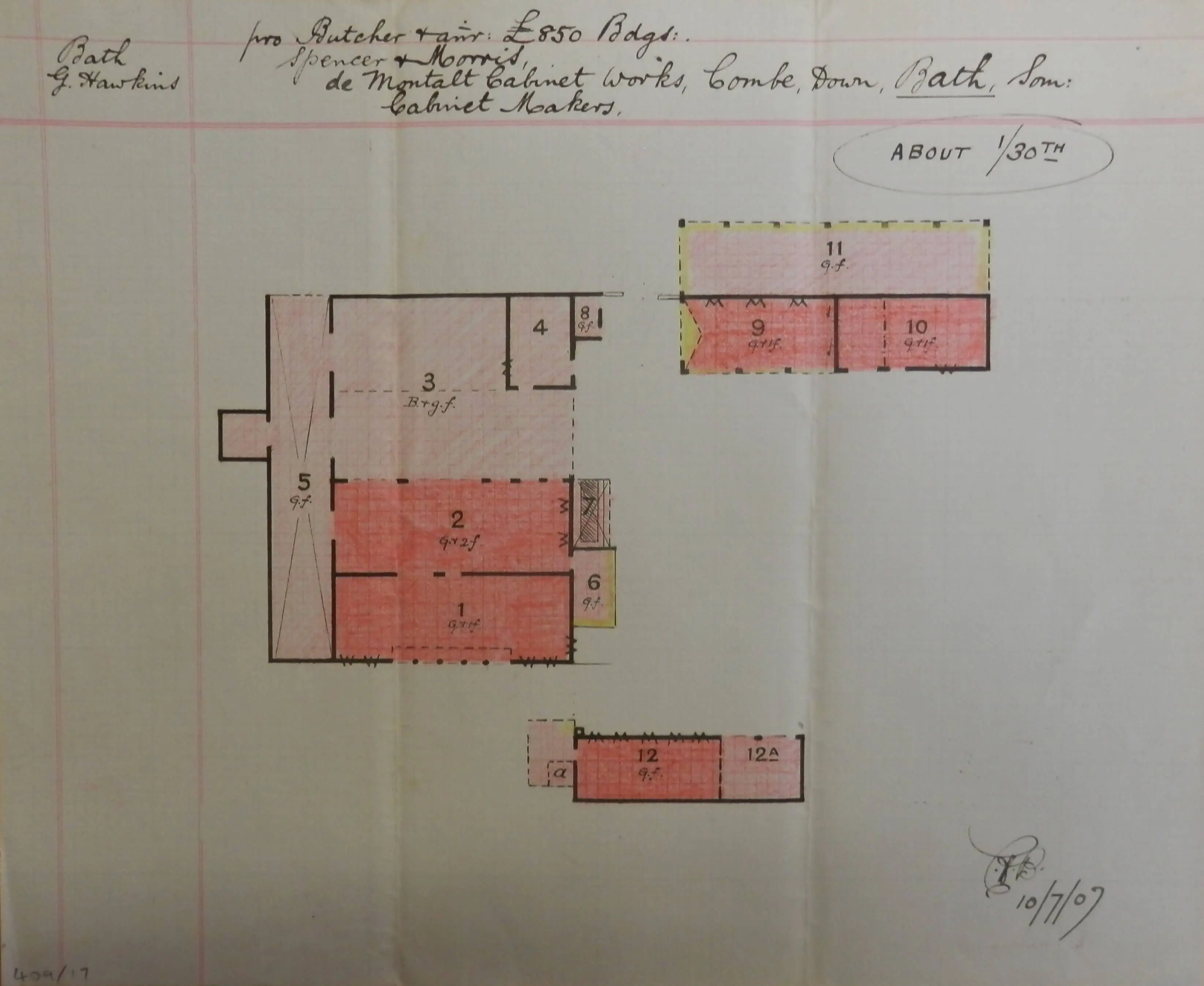 De Montalt Mill plan from insurance report in 1907