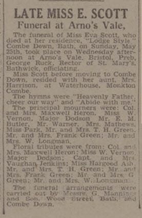 Late Mis E Scott - Bath Chronicle and Weekly Gazette - Saturday 31 May 1941
