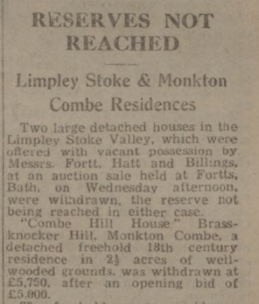 Reserve not reached - Bath Chronicle and Weekly Gazette - Saturday 2 April 1949