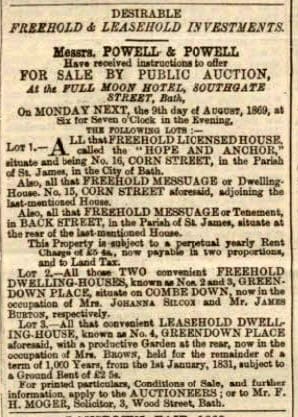 2 3 4 greendown place for sale bath chronicle and weekly gazette thursday 5 august 1869