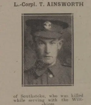 Lance Corporal T Ainsworh - Bath Chronicle and Weekly Gazette - Saturday 15 September 1917
