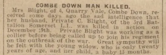 Private C Blight - Bath Chronicle and Weekly Gazette - Saturday 30 January 1915