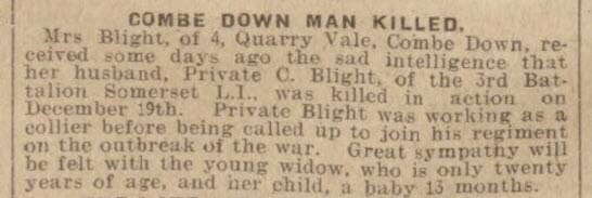 Private C Blight - Bath Chronicle and Weekly Gazette - Saturday 30 January 1915