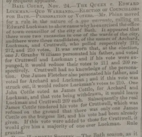 The Queen v Edward Luckman - Bath Chronicle and Weekly Gazette - Thursday 26 November 1846