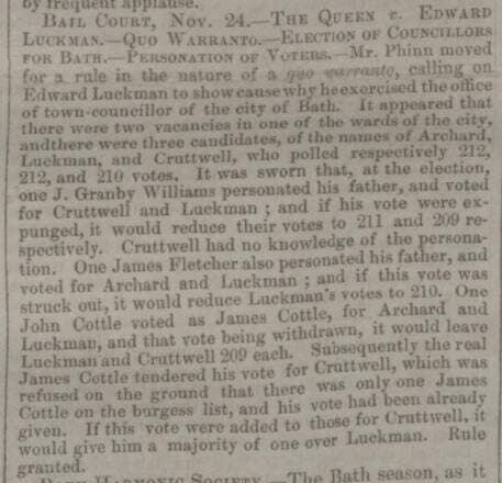 the queen v edward luckman bath chronicle and weekly gazette thursday 26 november 1846