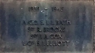 1939 - 1945 Combe Down war memorial cross plaques - Bath to Elliott