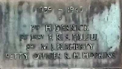 1939 - 1945 Combe Down war memorial cross plaques - Derrick to Hopkins