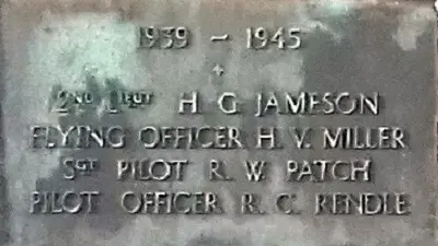 1939 - 1945 Combe Down war memorial cross plaques - Jameson to Rendle