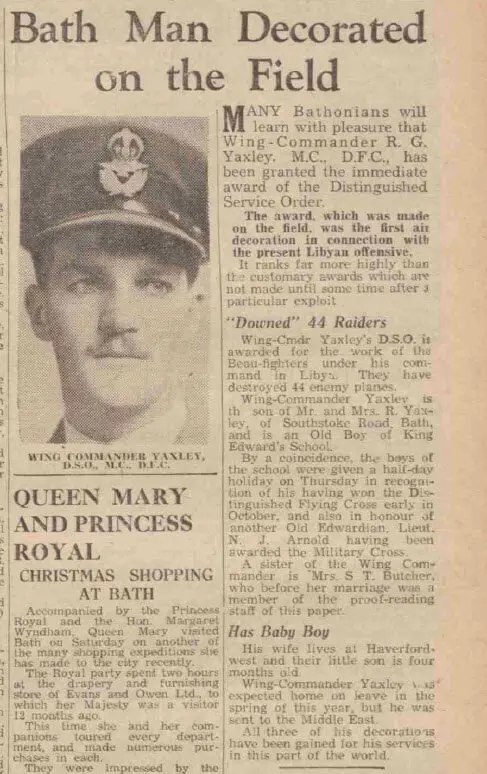 Bath man decorated on the field - Bath Chronicle and Weekly Gazette - Saturday 29 November 1941