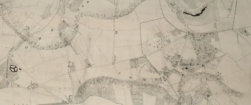 Combe Down area from Cotterell's 1852 Plan of the city and borough of Bath and its surrounds