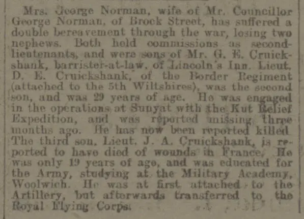 Cruickshank brothers - Bath Chronicle and Weekly Gazette - Saturday 15 July 1916