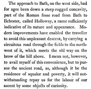Extract from Excursions from Bath by Rev Richard Warner, 1801