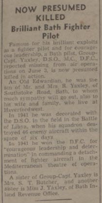 Now presumed killed - Bath Chronicle and Weekly Gazette - Saturday 29 April 1944
