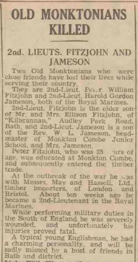 Old Monktonians killed - Bath Chronicle and Weekly Gazette - Saturday 7 September 1940