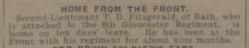 Tom Fitzgerald home - Bath Chronicle and Weekly Gazette - Saturday 8 April 1916