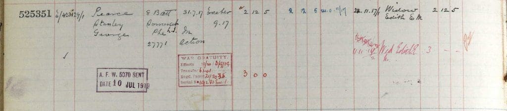 uk army registers of soldiers effects 1901 1929 for stanley george pearce 1024x226
