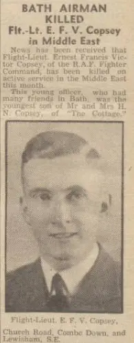 Ernest Francis Victor Copsey - Bath Chronicle and Weekly Gazette - Saturday 31 October 1942