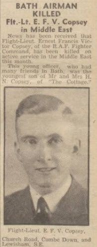 ernest francis victor copsey bath chronicle and weekly gazette saturday 31 october 1942