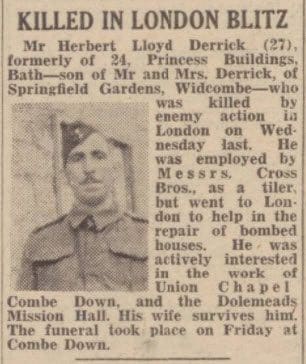 Herbert Lloyd Derrick - Bath Chronicle and Weekly Gazette - Saturday 26 April 1941