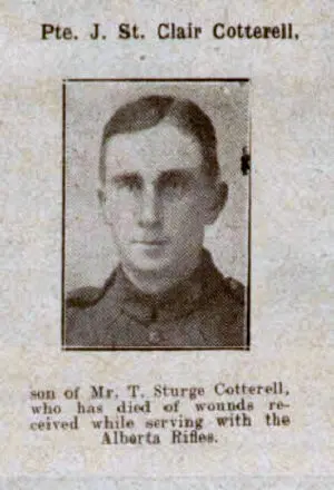 John St Clair Cotterell (1891 - 1917) lived at Lodge Style on Shaft Road