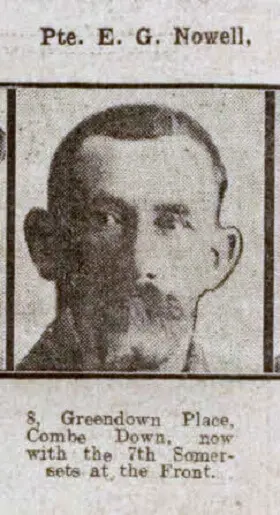 Private E G Nowell - Bath Chronicle and Weekly Gazette - Saturday 21 August 1915