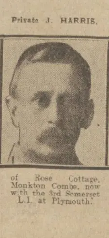 Private J Harris - Bath Chronicle and Weekly Gazette - Saturday 31 July 1915