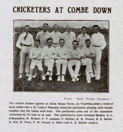 Cricketers at Combe Down - Bath Chronicle and Weekly Gazette - Saturday 26 April 1913