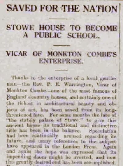 Extract from Stowe - Bath Chronicle and Weekly Gazette - Saturday 30 September 1922