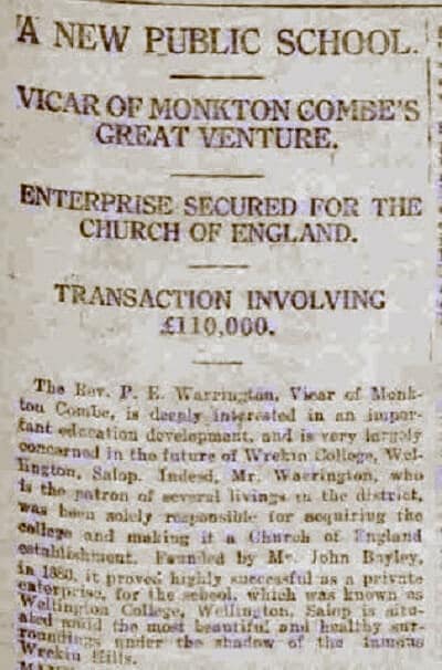 Extract from Wrekin College - Bath Chronicle and Weekly Gazette - Saturday 22 January 1921