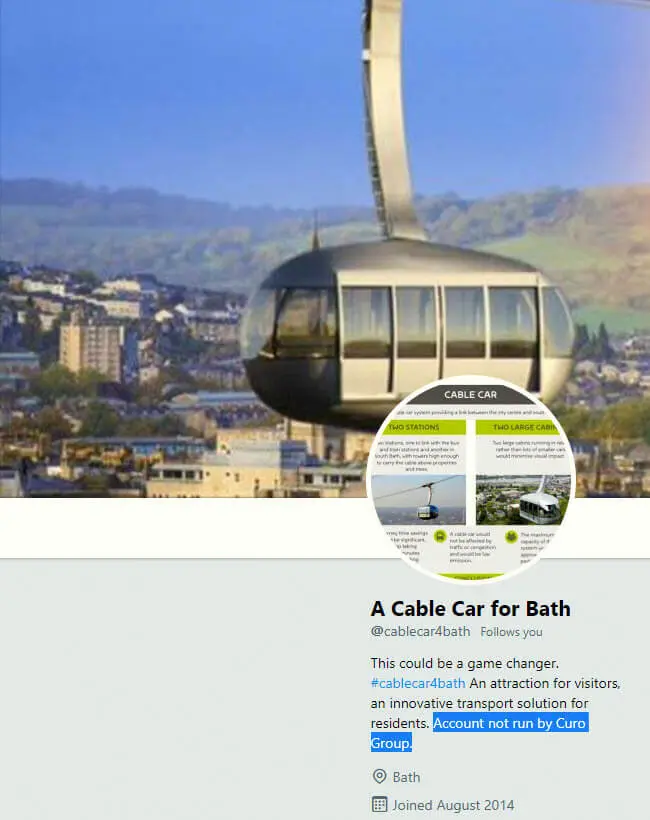 A cable car for Bath Twitter account