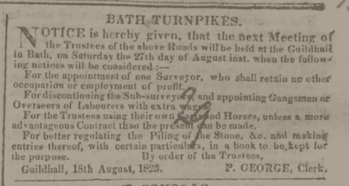 Change to surveyor's terms proposed - Bath Chronicle and Weekly Gazette - Thursday 25 August 1825