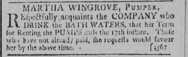 Martha Wingrove, Pumper - Bath Chronicle and Weekly Gazette - Thursday 9 July 1795