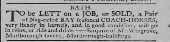 Wingrove, Marlborough Tavern coach horses - Bath Chronicle and Weekly Gazette - Thursday 2 May 1793