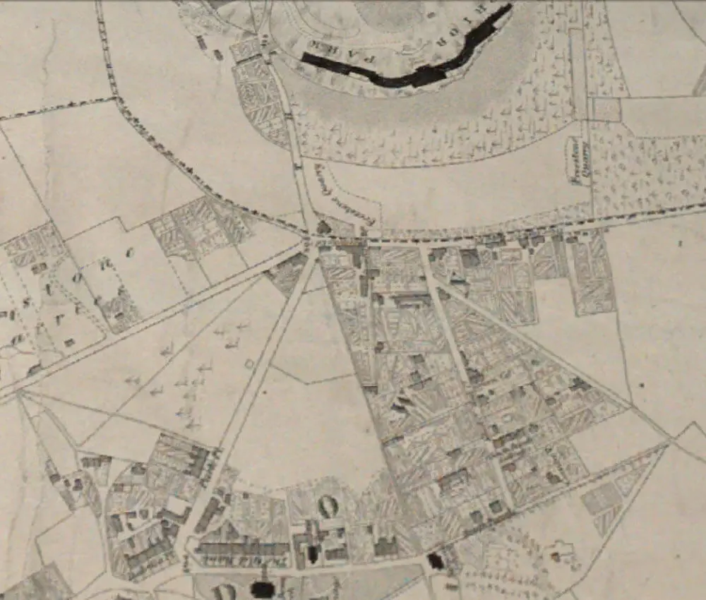Detail from Cotterell's map of 1852