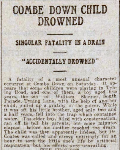 Combe Down child drowned - Bath Chronicle and Weekly Gazette - Saturday 24 July 1915