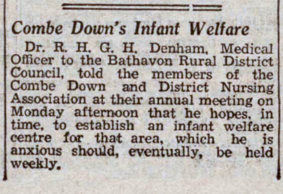 Combe Down's infant welfare - Bath Chronicle and Weekly Gazette - Saturday 20 May 1939