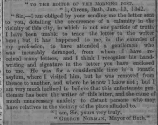 Accident reply - London Evening Standard - Friday 14 January 1842