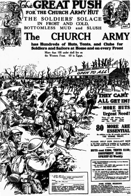 Church Army hut advert 1917