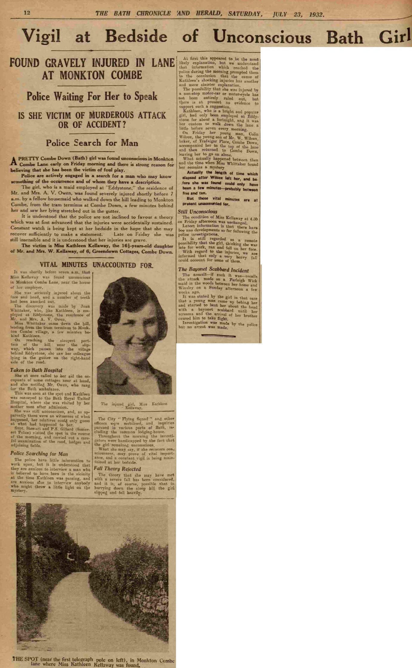 Kathleen Kellaway report - Bath Chronicle and Herald, Saturday 23 July 1932