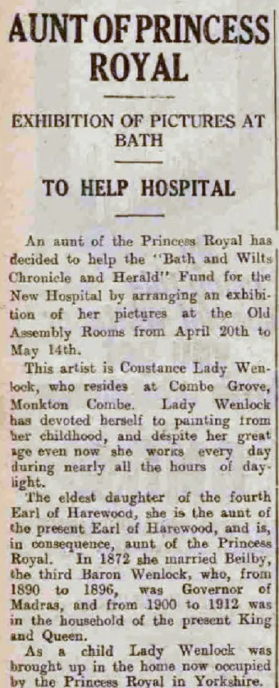 Lady Wenlock, Bath Chronicle and Weekly Gazette - Saturday 16 April 1932
