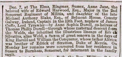 Anne Jane Blake, Bath Chronicle and Weekly Gazette - Thursday 17 December 1868