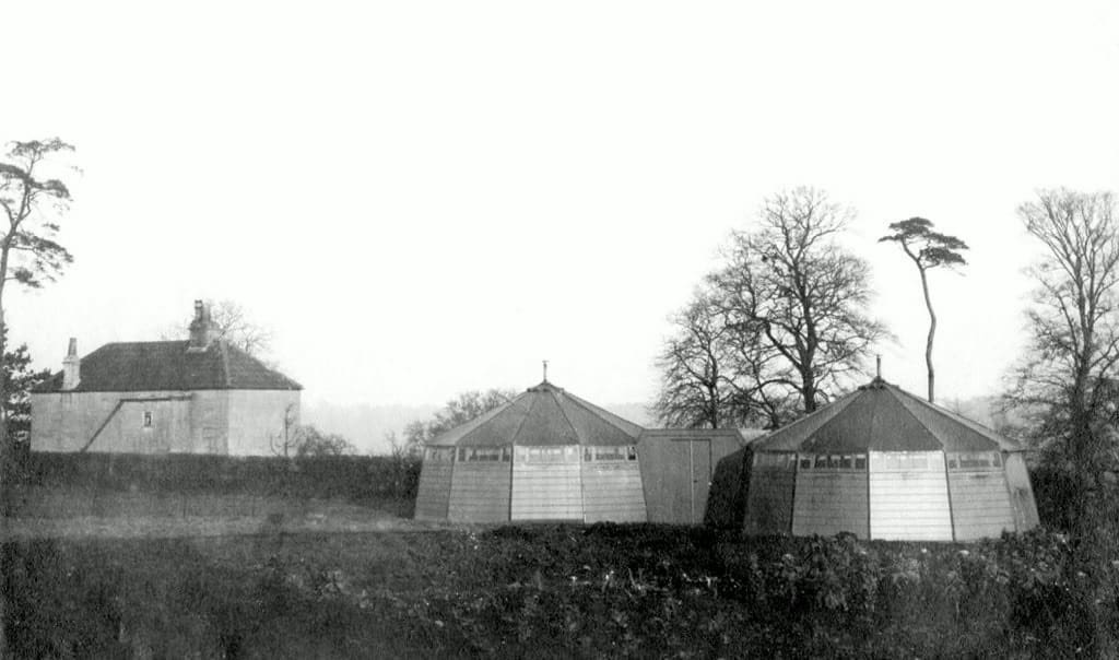 Isolation hospital wooden tents made by the Berthon Boat Company